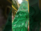 Polished Zig Zag "Eye" Ring Patterned Malachite Free Form x 1 From Kolwezi, Congo