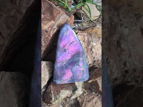 Polished XL Purple Sunset Labradorite Standing Free Form x 1 From Tulear, Madagascar