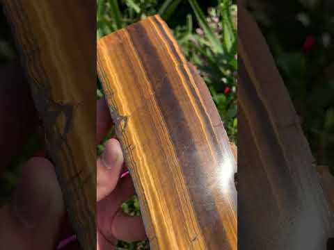 Polished On One Side Golden Tigers Eye Slab x 1 From Prieska, South Africa