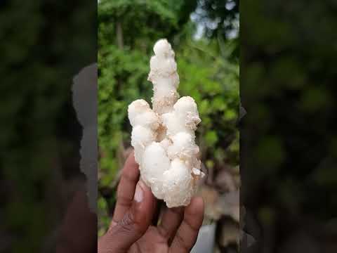 Natural Triple Chalcedony Stalactite Formation with Stilbite Crystals and Apophyllite x 1 From Maharashtra, India