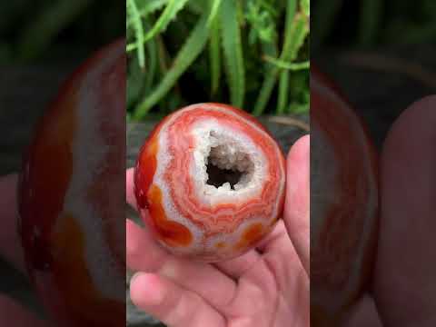 Polished Hollow Crystalline Geode Carnelian Sphere and Dish Set x 1 From Madagascar
