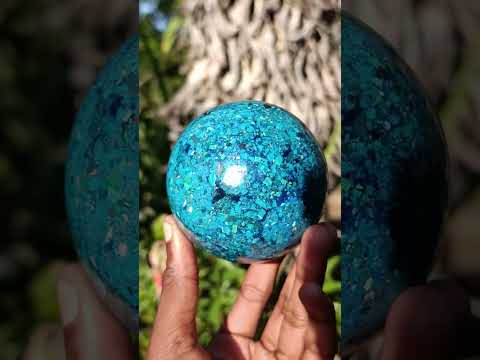 Polished Chrysocolla, Azurite and Malachite Conglomerate Sphere x 1 From Congo