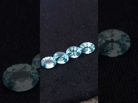 Polished Set of 4 Sky Blue Topaz Faceted Stones x 1 From Switzerland