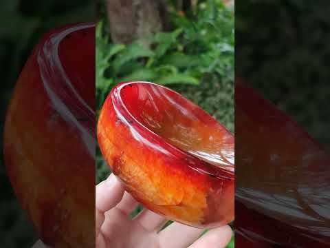 Polished "Fire" Carnelian Gemstone Bowl x 1 From Madagascar