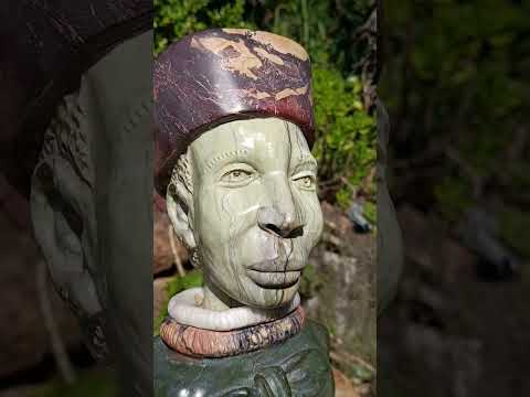 Hand Carved Verdite and African Butter Jade Royal African Woman Bust Sculpture x 1 From Southern Africa