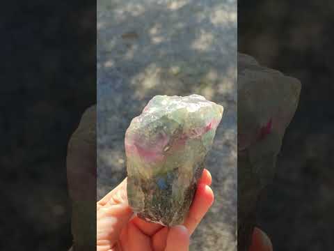 Polished Watermelon Fluorite Slice and a Natural Specimen x 2 From Uis, Namibia