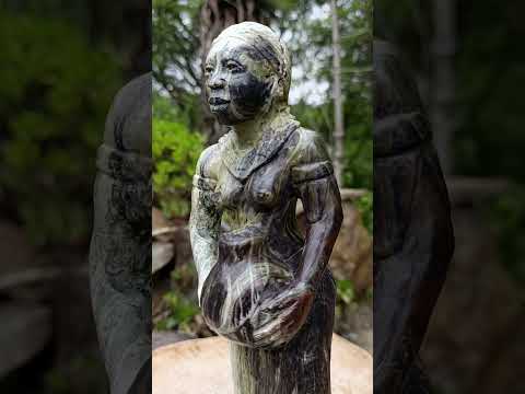 Carved African Butter Jade Traditional Lady Carrying Water Sculpture x1 From South Africa