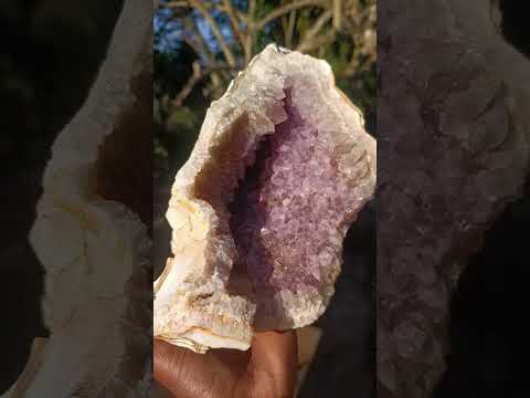 Natural Large Coral Chalcedony Geode with Crystalline Amethyst Centre x 1 From Maintirano, Madagascar