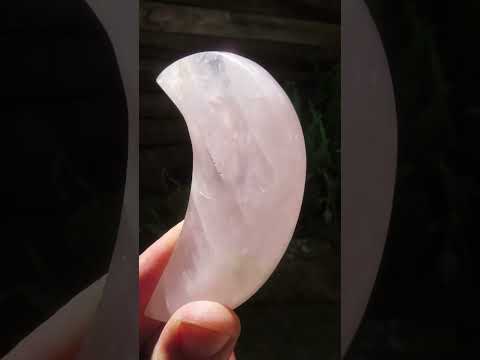 Polished Pearly Rose Quartz Crescent Moon Crystal x 1 From Ambatondrazaka, Madagascar