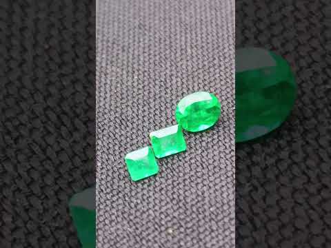 Polished Set of 3 Sandawana Emerald Faceted Stones x 1 From Sandawana, Zimbabwe