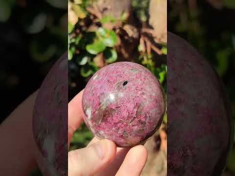 Polished Pink Rubellite Tourmaline in Matrix Sphere with Wooden Stand x 1 From Madagascar