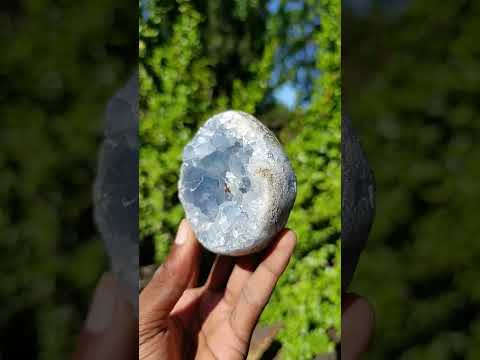 Polished Blue Celestite Gemstone Egg x 1 From Sakoane, Madagascar