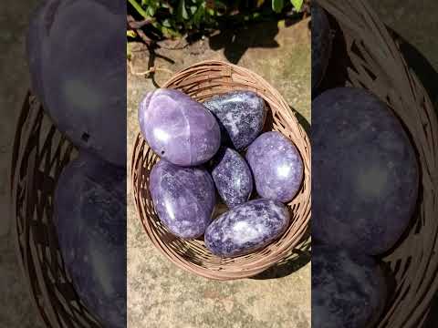 Polished Bouquet Basket Set of 6 Lepidolite Palm Stones x 1 From Zimbabwe