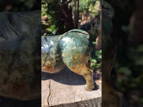 Hand Made Large Leopard Stone Warthog Carving x 1 From Nyanga, Zimbabwe