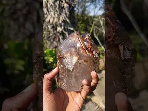 Polished Twin Sceptre Smokey Window Quartz Crystal x 1 From Akansobe, Madagascar