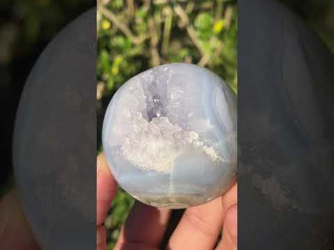 Polished Blue Lace Agate with Amethyst Geode Sphere x 1 From Nsanje, Malawi