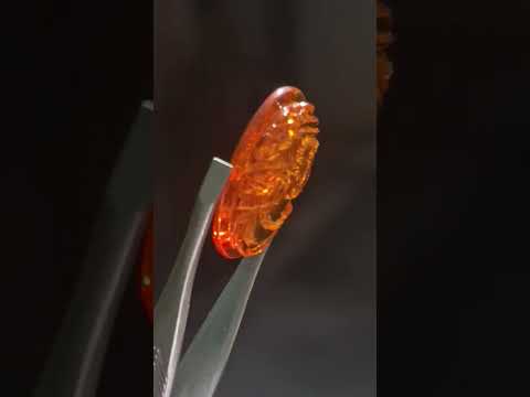 Hand Made Beautiful Fossil Amber Carved Princess Intaglio Cabochon x 1 From Poland