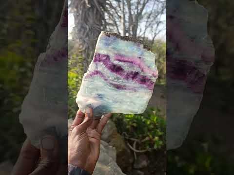Polished Large Translucent Watermelon Fluorite Slice x 1 From Uis, Namibia