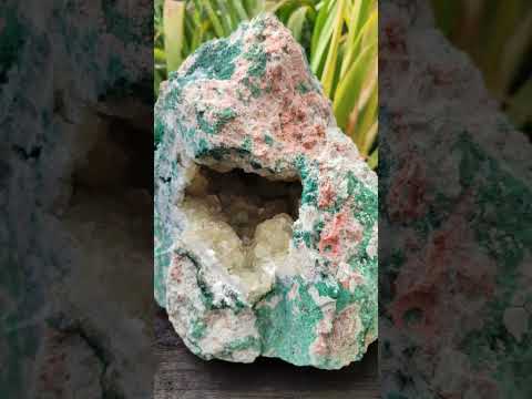 Natural XL Yellow Calcite Geode in a Malachite Matrix x 1 From Mashamba West Mine, Congo