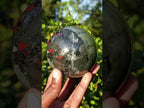 Polished Medium Size Bloodstone Gemstone Sphere with Pyrite x 1 From Swaziland