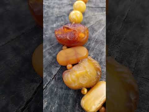 Hand Made Six Wise Men Old Butterscotch Fossil Amber Necklace x 1 From Poland