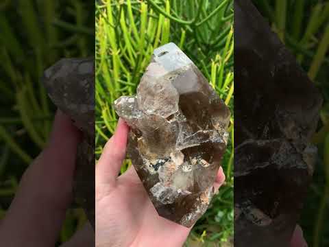 Polished Smokey Cascading Window Quartz Crystal with Enhydro x 1 from Akansobe, Madagascar
