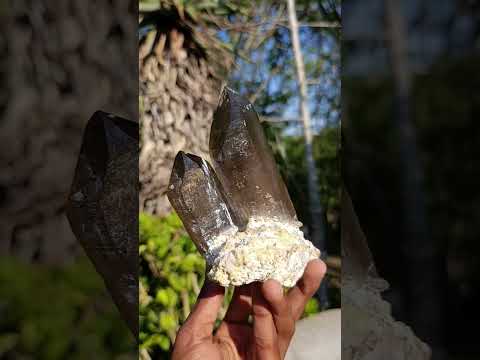 Natural Classic Smokey Twin Erongo Quartz with Fluorescent Hyalite Opal x 1 From Erongo, Namibia
