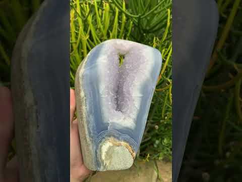 Polished XXL Blue Lace Agate with Lilac Amethyst Crystalline Geode, Display Piece x 1 from Nsanje, Malawi