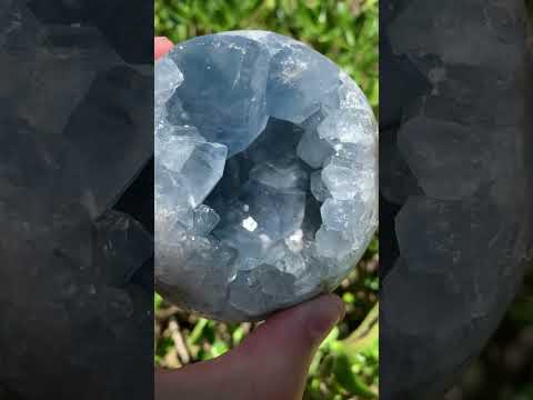 Polished Blue Celestite Geode Sphere x 1 From Sakoany, Madagascar