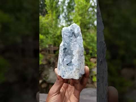 Polished and Natural Crystal Centred Blue Celestite Crystal x 1 From Sakoany Madagascar