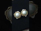 Hand Made Set of Earrings and a Ring Made From Mabe Pearls in Yellow Gold with Pave Diamonds x 1 From Japan