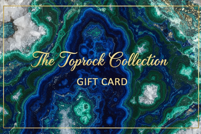 Use a beautiful rock image from the website but add the words 'The Toprock Collection Gift Card'